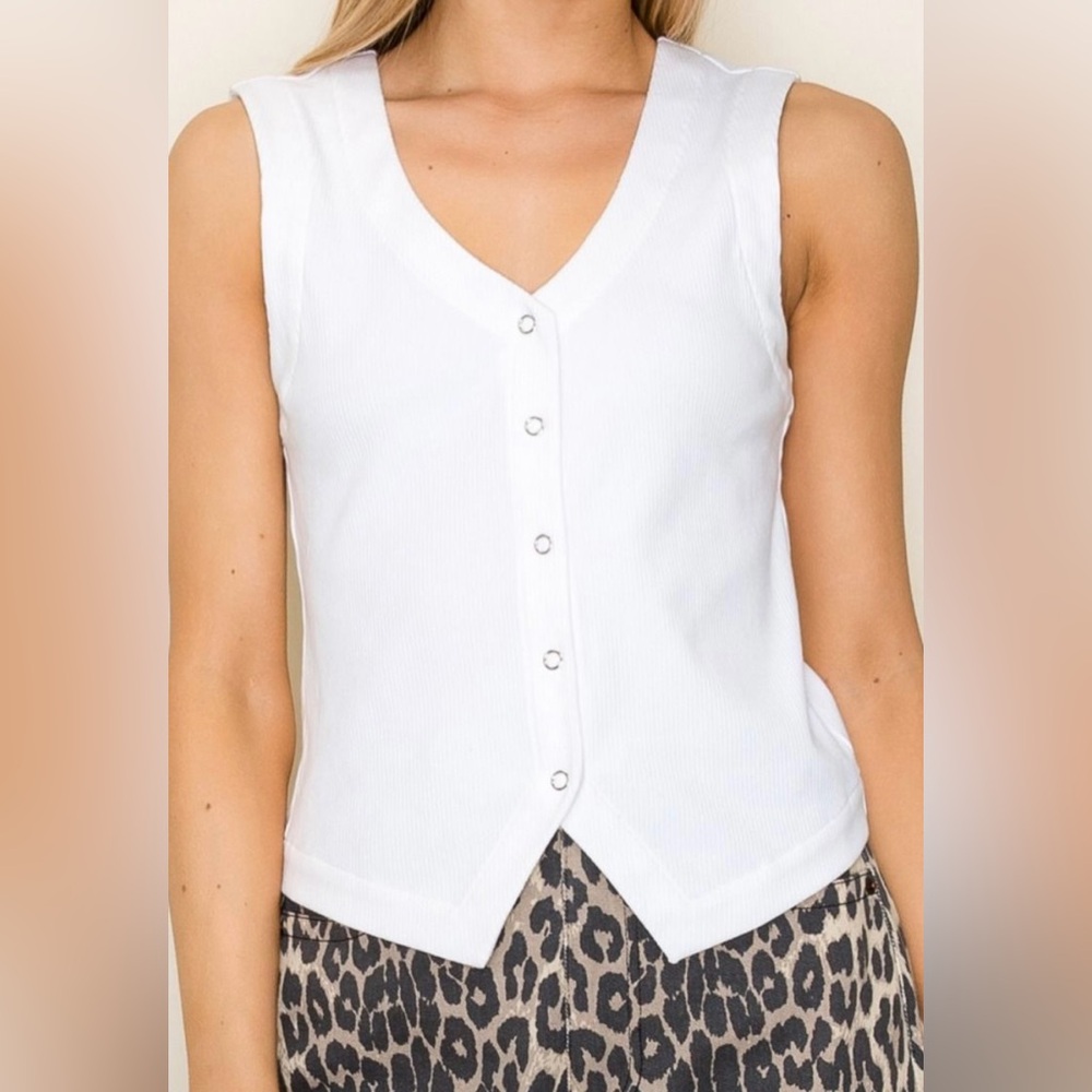 New White Birch Sleeveless Snap Down Vest in White Size XL - Picture 6 of 9
